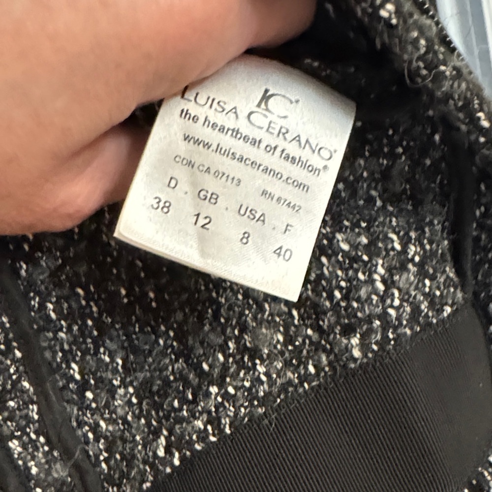 Luisa Cerano Black/Gray Tweed Textured Jacket size 8 - Picture 6 of 7